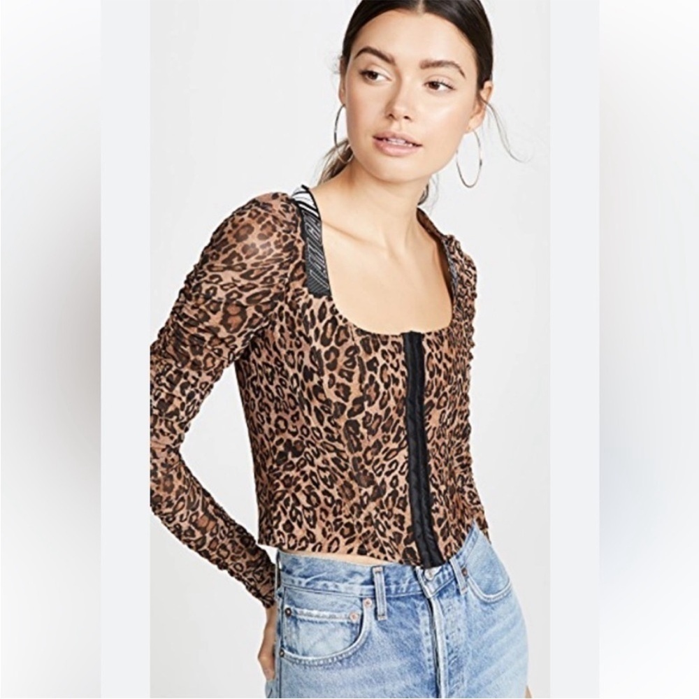 I.AM.GIA Long Sleeve Chelsea Leopard Y2K  Corset Top Size‎ XS